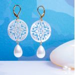 Boucles d'oreilles disque et pampille nacre