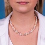 Collier 3 rangs perles de culture et de rocaille roses