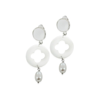 Boucles d'oreilles Clip Trèfle nacre blanche