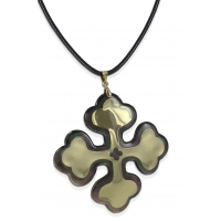 Pendentif croix occitane nacre noire rhodiée