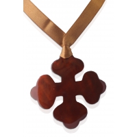 Pendentif croix occitane nacre marron chocolat