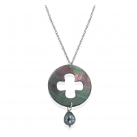 Collier Trèfle délicat nacre noire