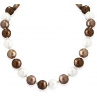 Collier Elégance blanc, marron et doré