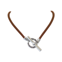 Collier cordon cuir marron