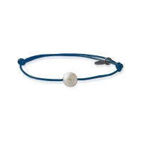 Bracelet ajustable une perle de culture cordon bleu