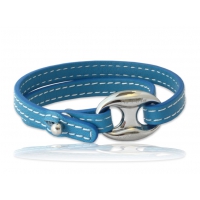Bracelet cuir grain de café bleu
