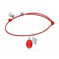 Bracelet Miraculeux médaille Sainte Marie rouge orangé