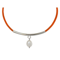 Collier Cuir Raffiné orange