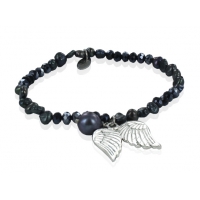 Bracelet Mode Ailes d'Ange perles scintillantes noires