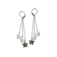 Boucles d'oreilles nacre Duo Star blanc et noir