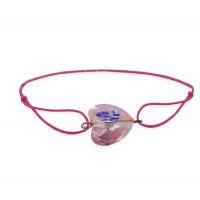 Bracelet coeur cristal rose éclatant sur cordon rose