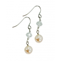 Boucles d'oreilles éclat brillant perles et cristal blanc