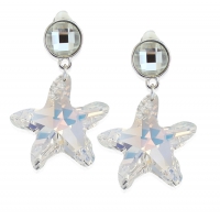 Boucles d'oreillles Clip étoile de mer cristal blanc élégance