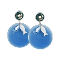 Boucles d'oreilles clip bleu esprit marin