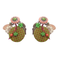 Boucles d'oreillles bohême vert et rose