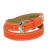 Bracelet sellier cuir double tour orange