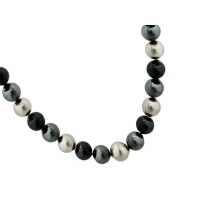 Collier Elégance blanc, gris et argenté