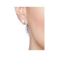 Boucles d'oreilles puce une perle de culture blanche grande 2