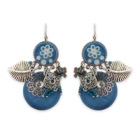 Boucles d'oreilles Nacre Fleurs bleues
