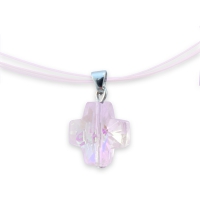 Collier croix cristal bleu céleste