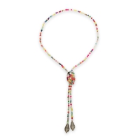 Sautoir cravate à nouer perles de cristal multicolores scintillantes