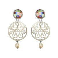 Boucles d'oreilles Clips cristal filigrane de nacre coeur