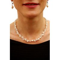 Collier 3 rangs perles de culture et de rocaille blanches 2