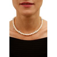 Collier alliance magnifiques perles de culture blanches naturelles et shamballa