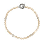 Collier alliance magnifiques perles de culture blanches naturelles et shamballa
