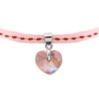 Collier coeur cristal rose bonbon