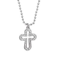 Pendentif croix latine en pavage de cristal blanc