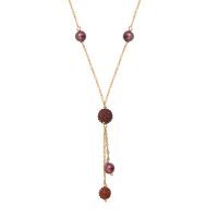 Collier cravate Strass shamballas cuivrés scintillants  et perles de culture dorées