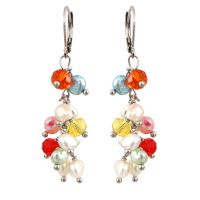 Boucles d'oreilles grappes de perles et cristal multicolores