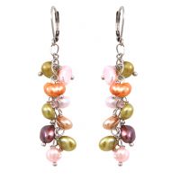Boucles d'oreilles grappes de perles de culture multicolores
