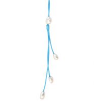 Collier Cravate perles baroques blanches sur cordon bleu