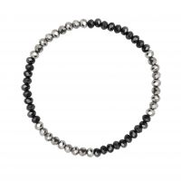 Bracelet élastique rivière duo de cristal noir et argenté