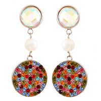 Boucles d'oreilles clip pavage de cristal multicolore scintillant