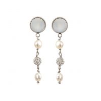 Boucles d'oreilles clip trio de perles de culture et shamballas