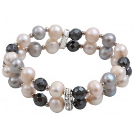 Bracelet Prestige perles de culture et hématites facettées
