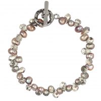 Bracelet perles de culture 'pluie' et cristal argenté