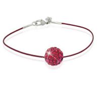 Bracelet Strass Shamballa rouge sur cable