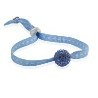 Bracelet ajustable strass shamballa bleu ruban sellier