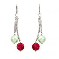 Boucles d'oreilles duo perles de nacre et shamballas roses