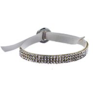 Bracelet strass blanc sur cuir assorti
