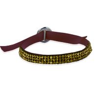 Bracelet strass doré sur cuir assorti