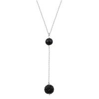 Collier cravate duo shamballa et perle de culture noires
