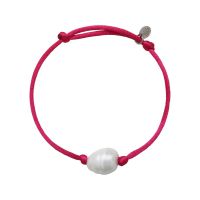 Bracelet une perle sur cordon satiné rose