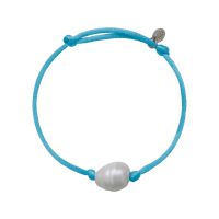 Bracelet une perle sur cordon satiné turquoise