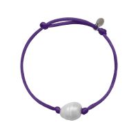 Bracelet une perle sur cordon satiné violet