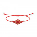 Bracelet losange de rocailles rouges et perles